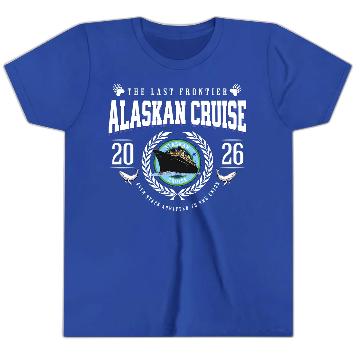 Alaskan Cruise 2026 Commemorative Emblem Youth T-Shirt in True Royal