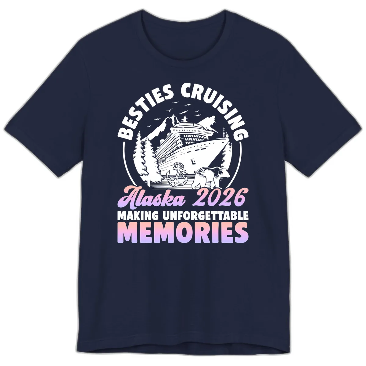 Besties Cruising Alaska 2026 Memories Premium T-Shirt in Navy