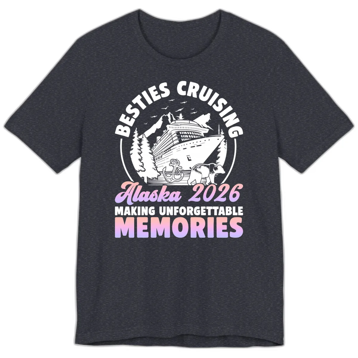 Besties Cruising Alaska 2026 Memories Premium T-Shirt in Heather Navy