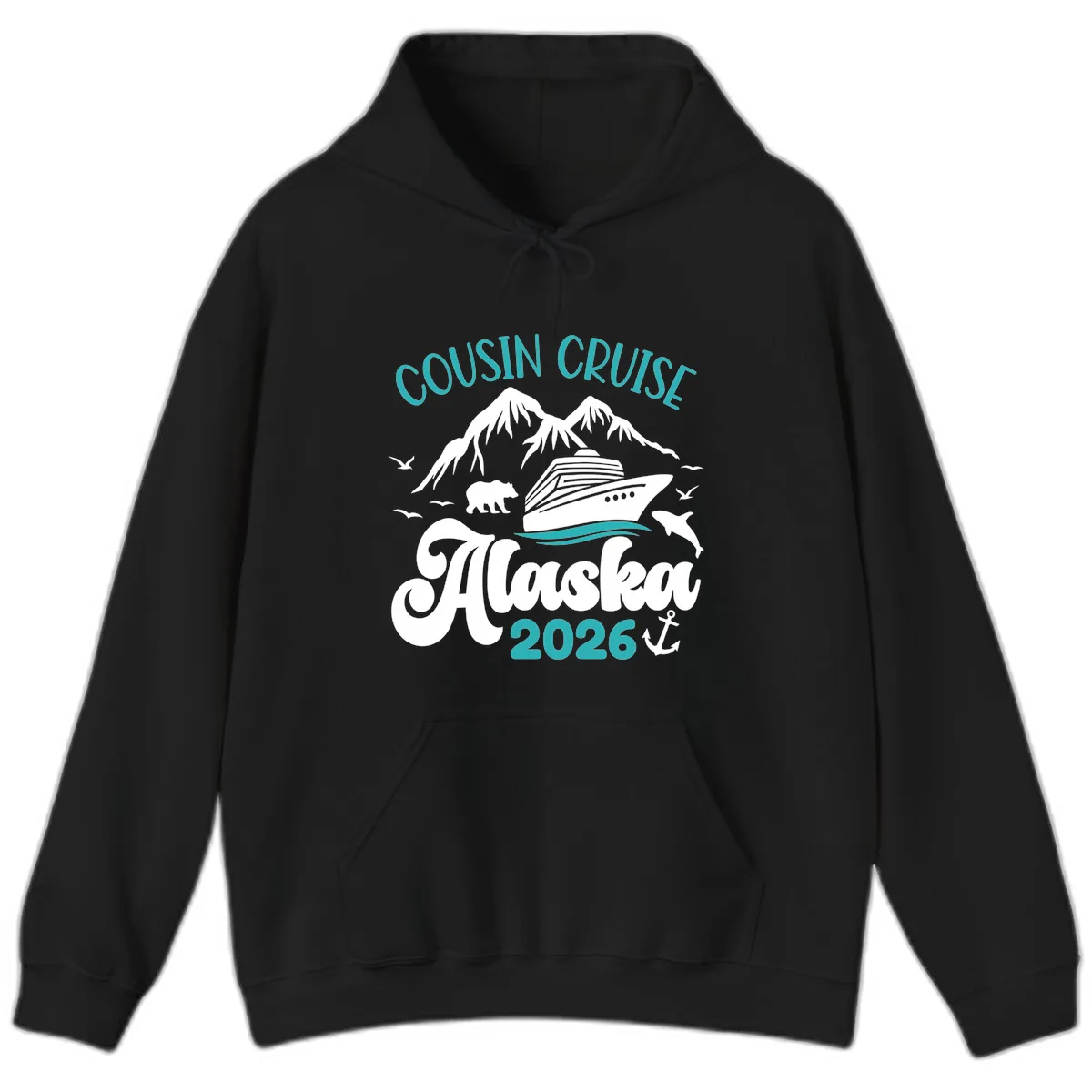 Cousin Cruise Alaska 2026 Voyage Hoodie in Black