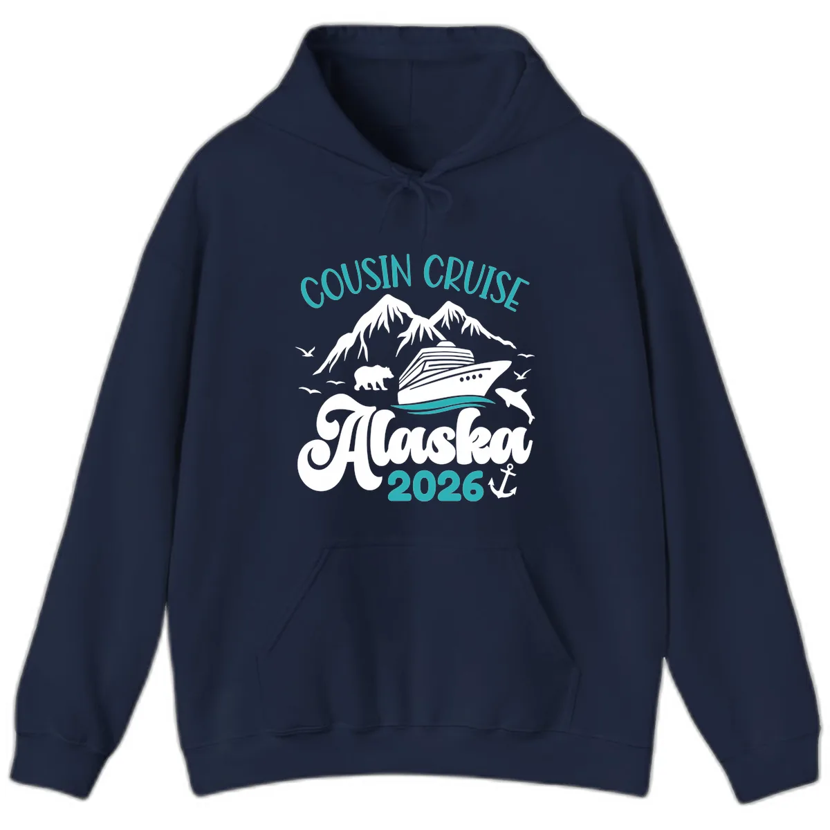 Cousin Cruise Alaska 2026 Voyage Hoodie in Navy