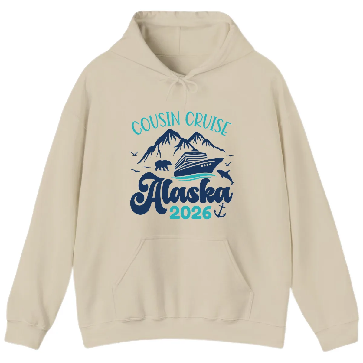 Cousin Cruise Alaska 2026 Voyage Hoodie in Sand