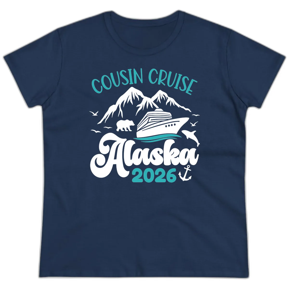 Cousin Cruise Alaska 2026 Voyage Ladies Tee in Navy