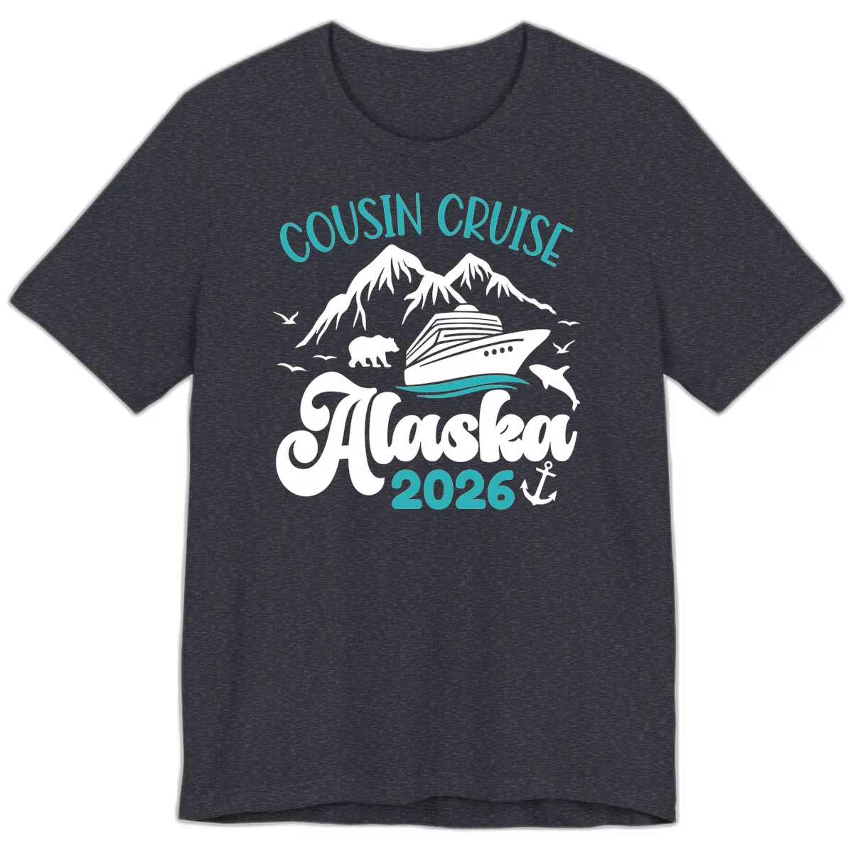 Cousin Cruise Alaska 2026 Voyage Premium T-Shirt in Heather Navy
