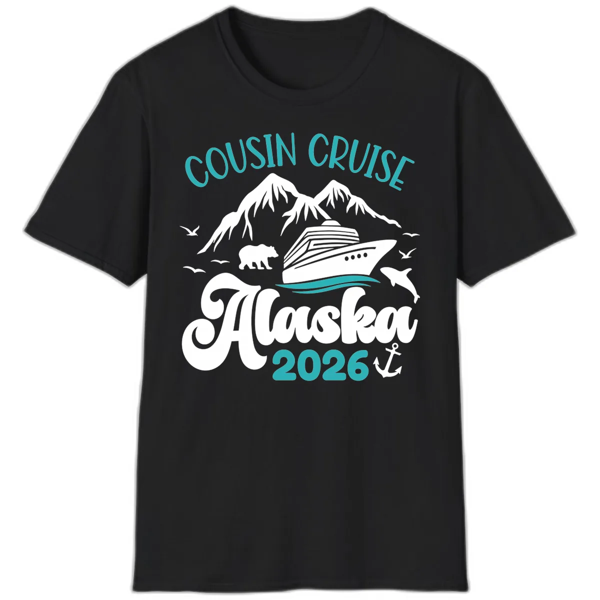 Cousin Cruise Alaska 2026 Voyage T-Shirt in Black