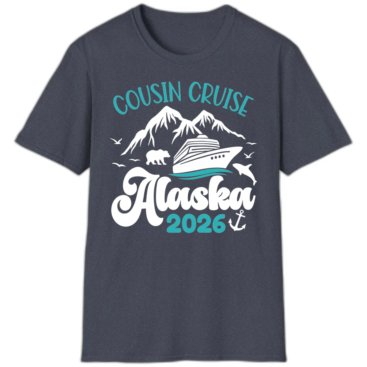 Cousin Cruise Alaska 2026 Voyage T-Shirt in Heather Navy