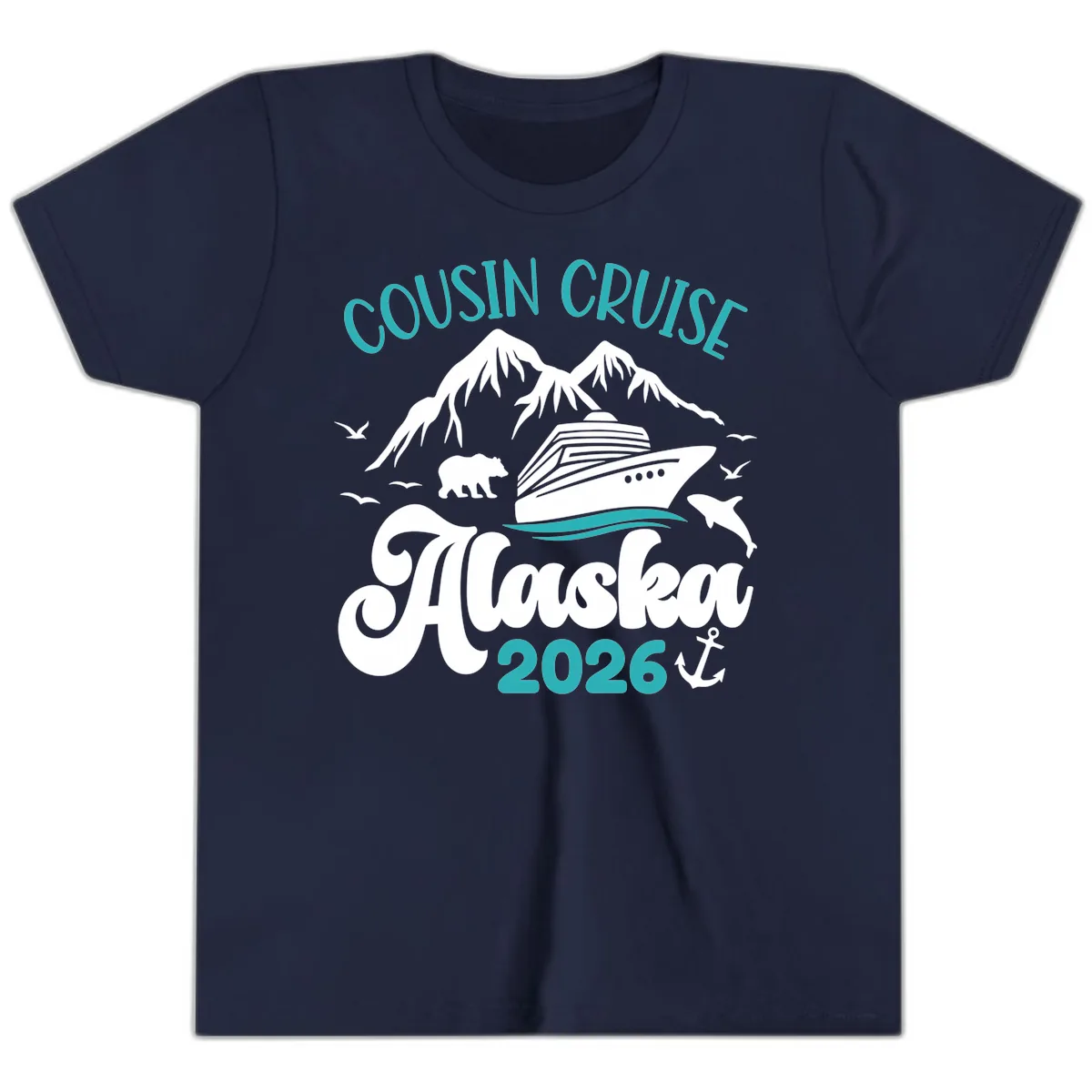 Cousin Cruise Alaska 2026 Voyage Youth T-Shirt in Navy