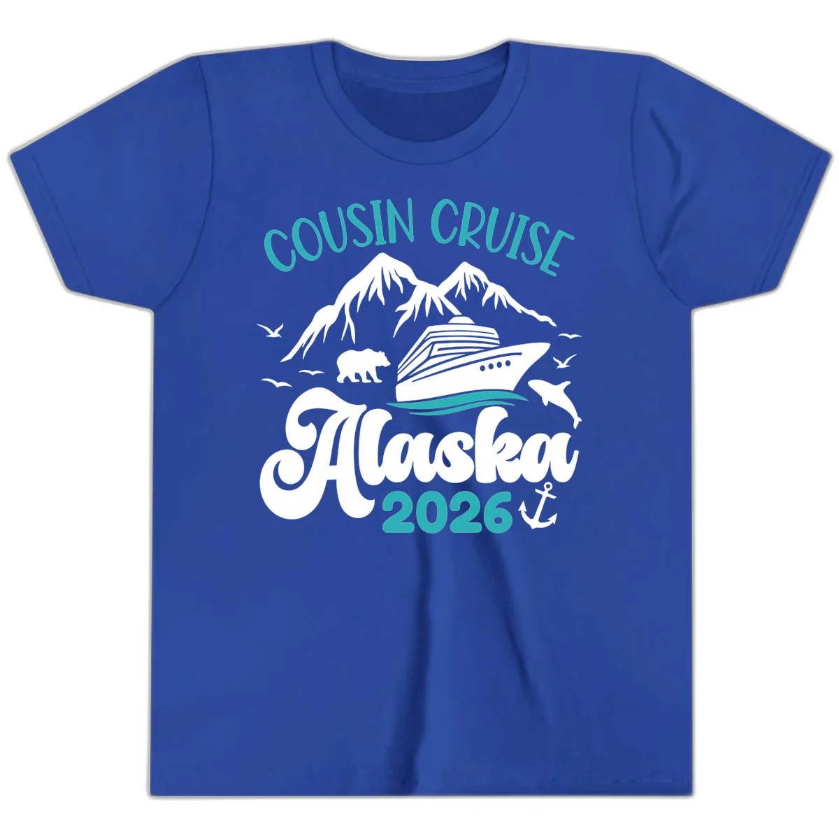 Cousin Cruise Alaska 2026 Voyage Youth T-Shirt in True Royal