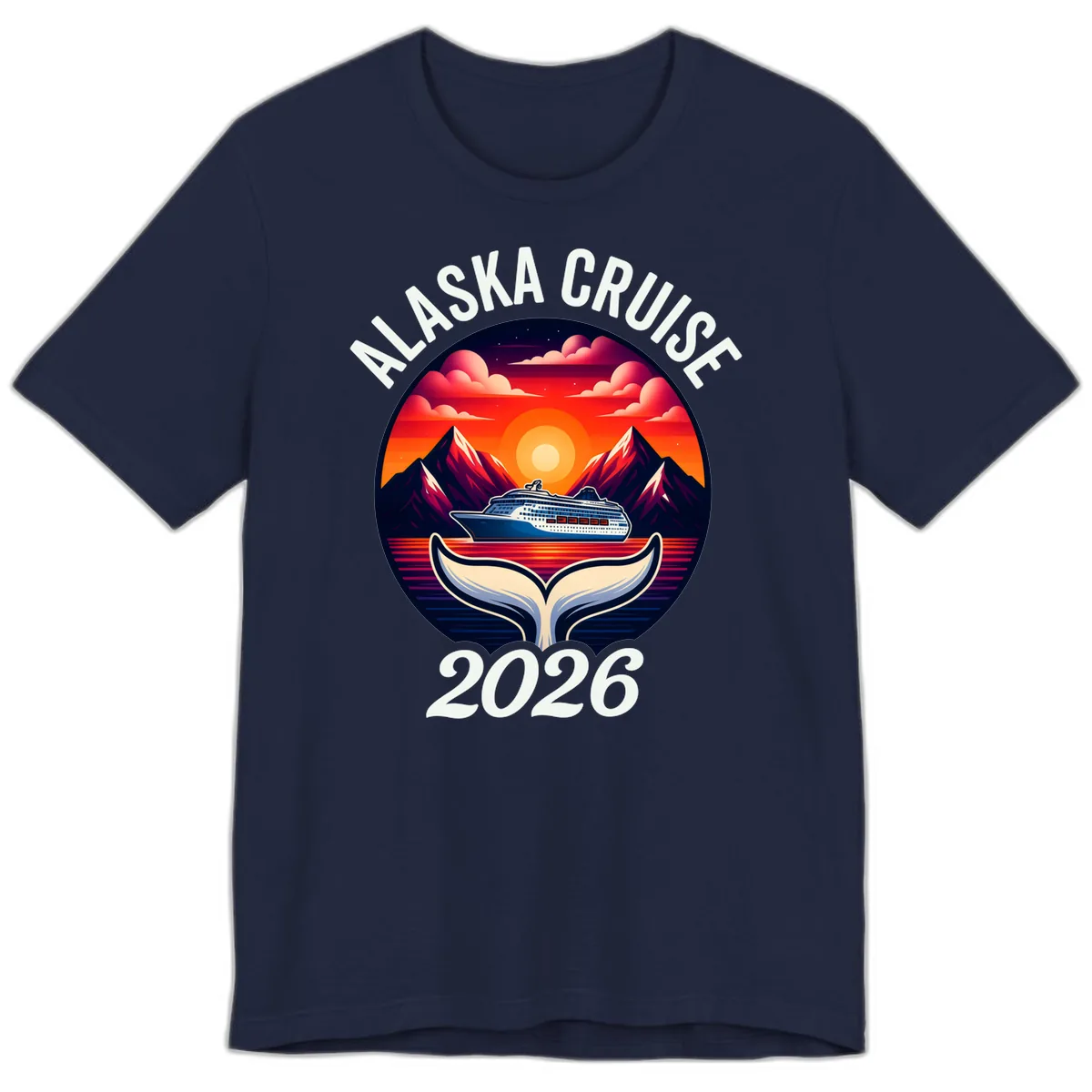 Scenic Alaska Cruise Whale Tail Sunset 2026 Premium T-Shirt in Navy
