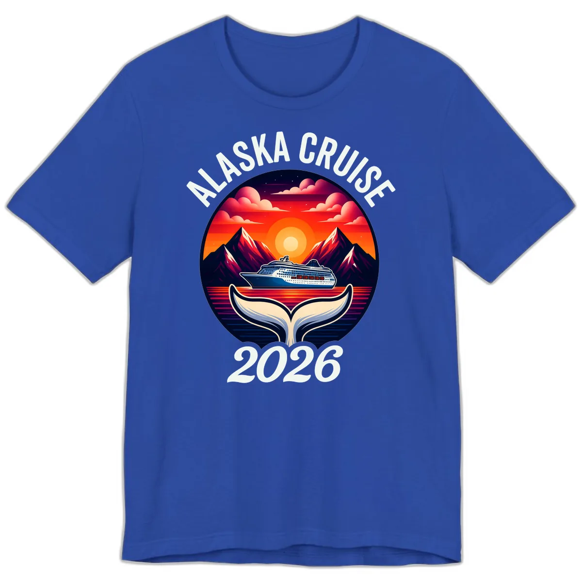 Scenic Alaska Cruise Whale Tail Sunset 2026 Premium T-Shirt in True Royal