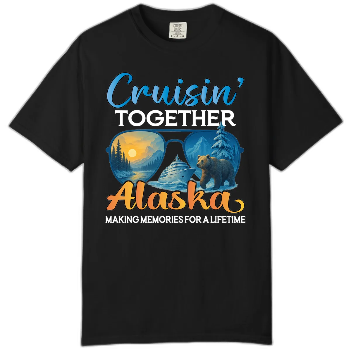 Cruisin' Together Alaska Sunglasses Bear Comfort Color in Black
