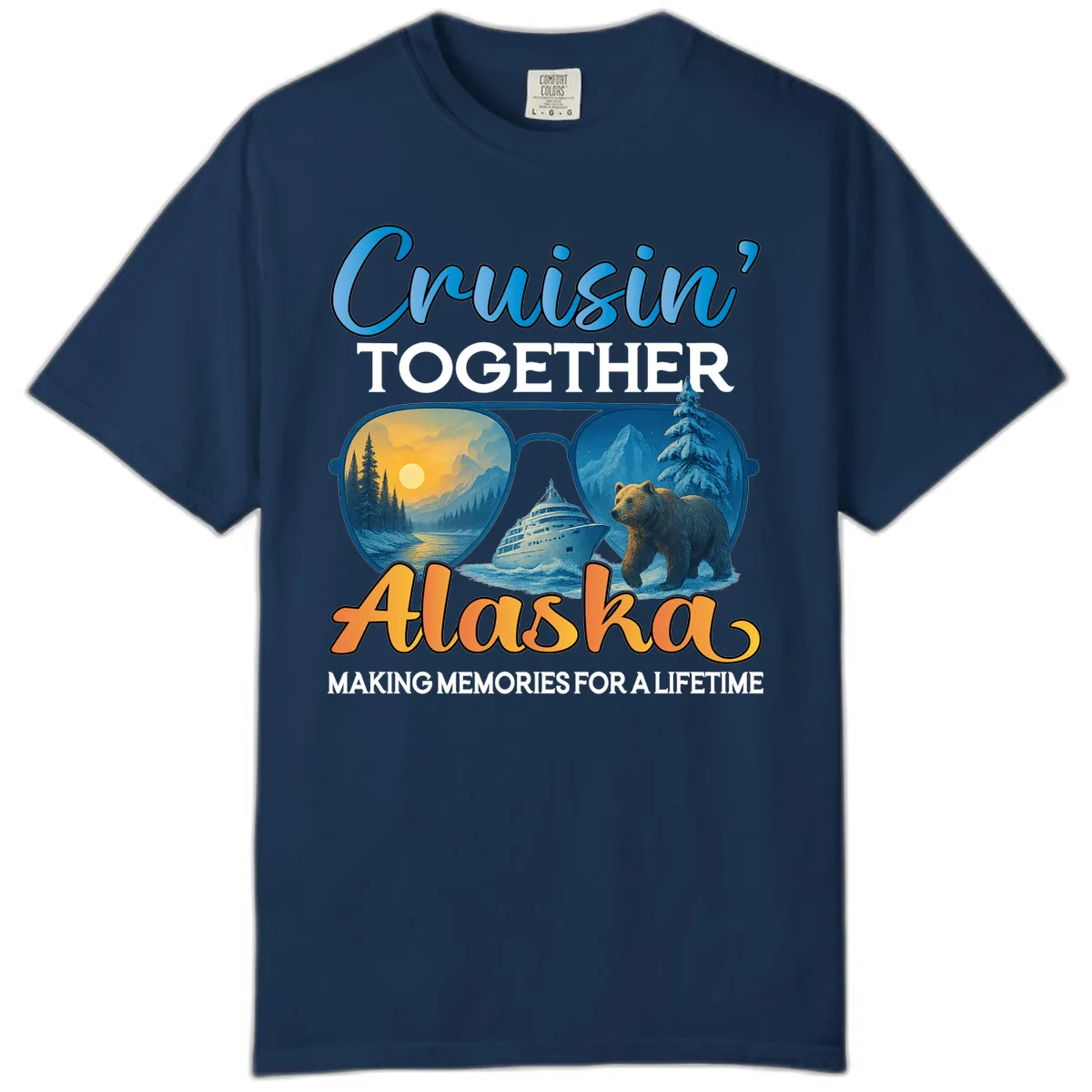 Cruisin' Together Alaska Sunglasses Bear Comfort Color in Navy
