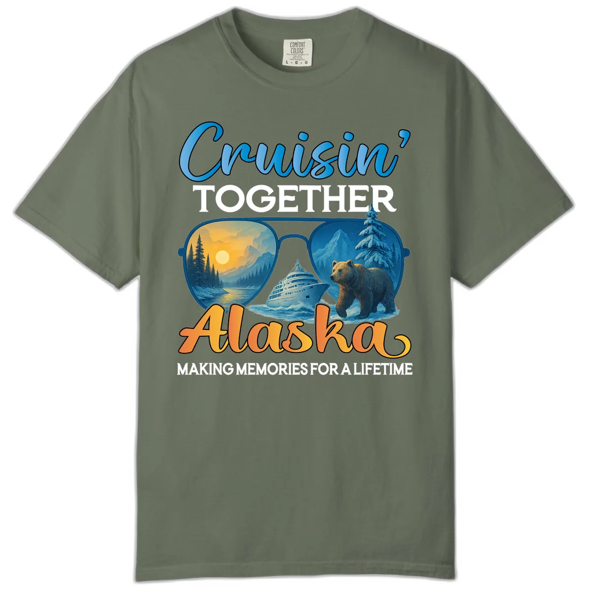 Cruisin' Together Alaska Sunglasses Bear Comfort Color in Moss