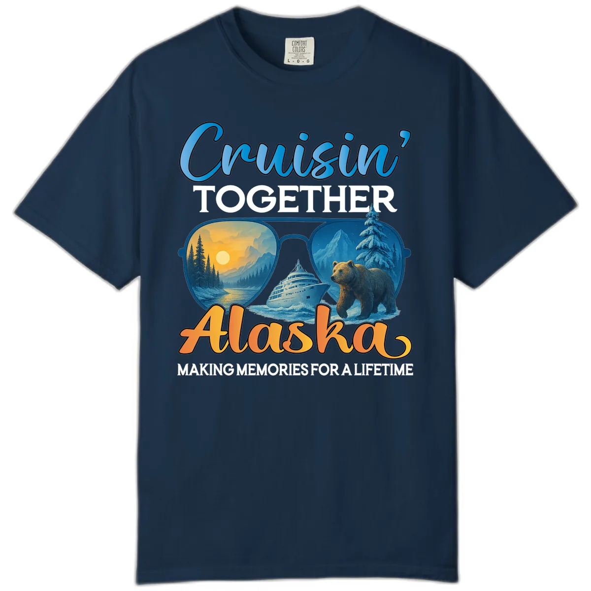 Cruisin' Together Alaska Sunglasses Bear Comfort Color in True Navy