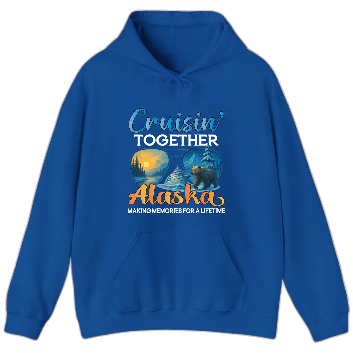 Cruisin' Together Alaska Sunglasses Bear Hoodie in Royal