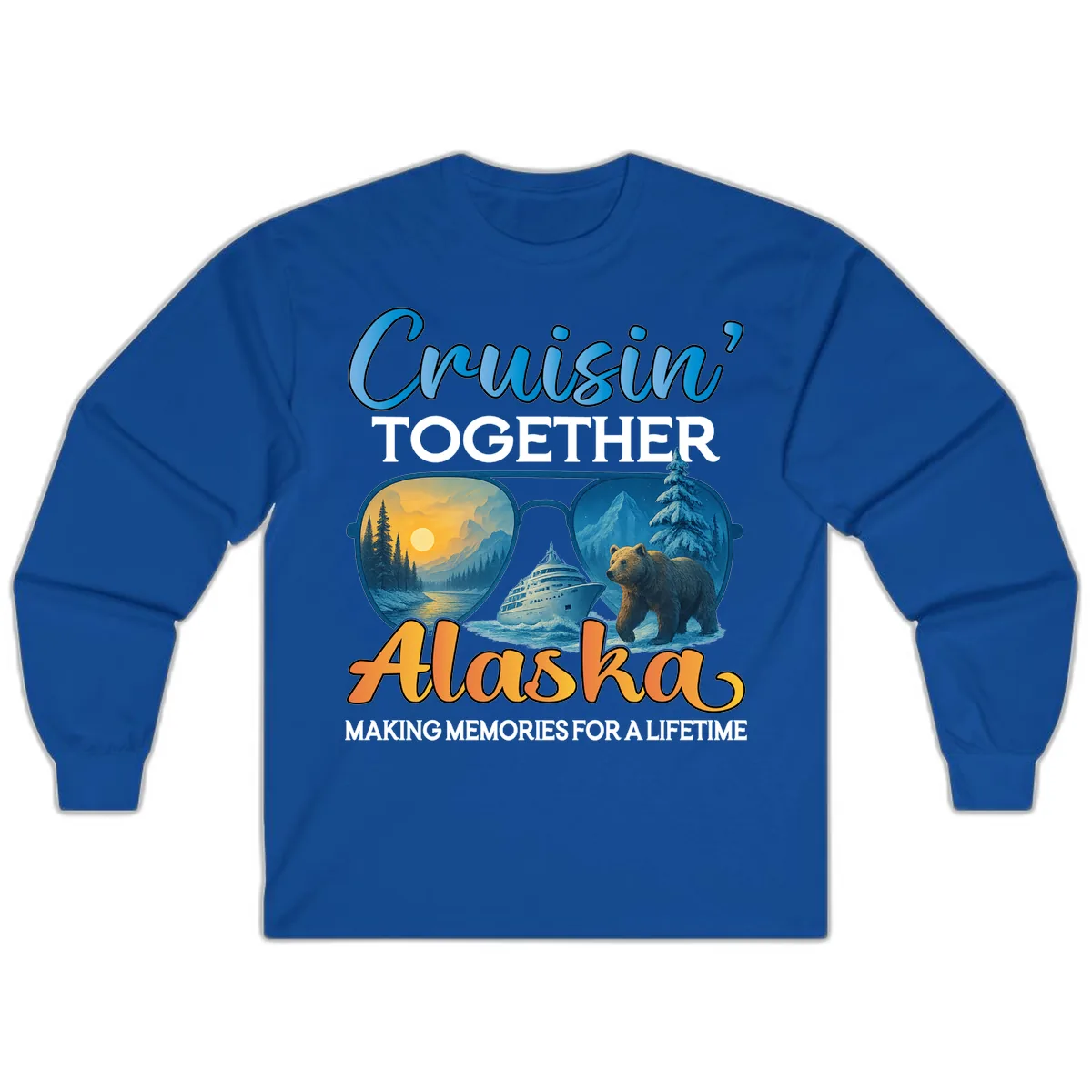Cruisin' Together Alaska Sunglasses Bear Long Sleeve in Royal