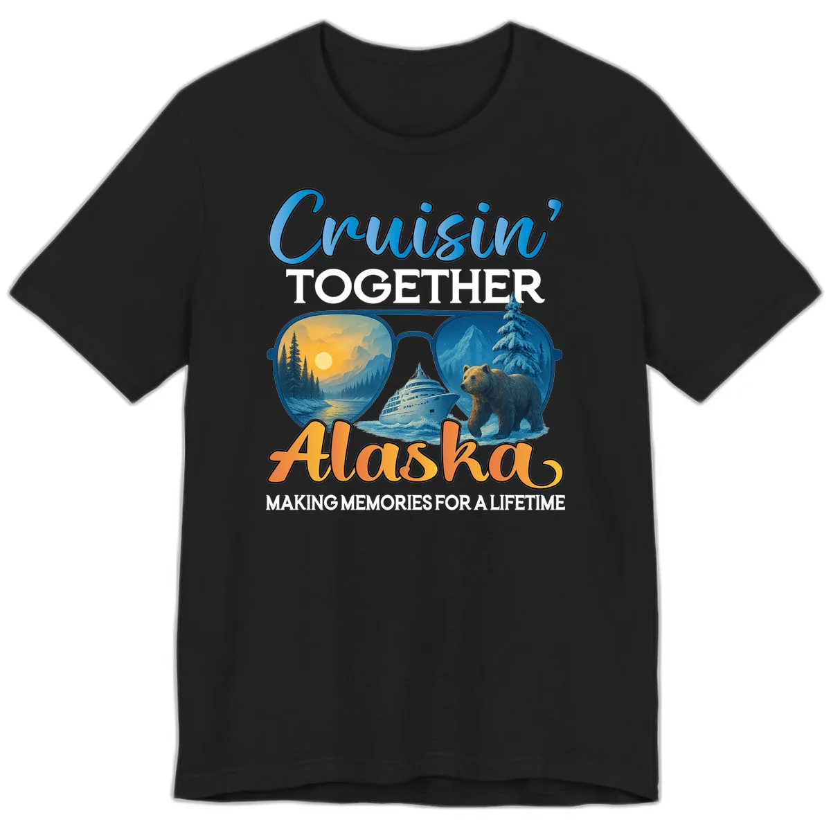 Cruisin' Together Alaska Sunglasses Bear Premium T-Shirt in Black