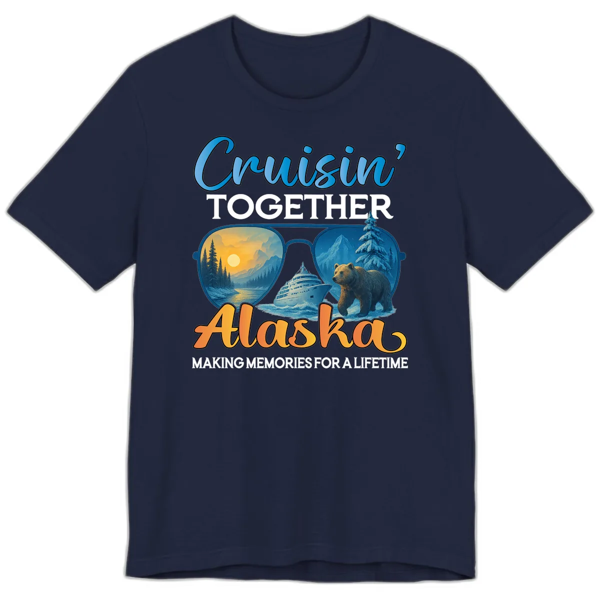 Cruisin' Together Alaska Sunglasses Bear Premium T-Shirt in Navy