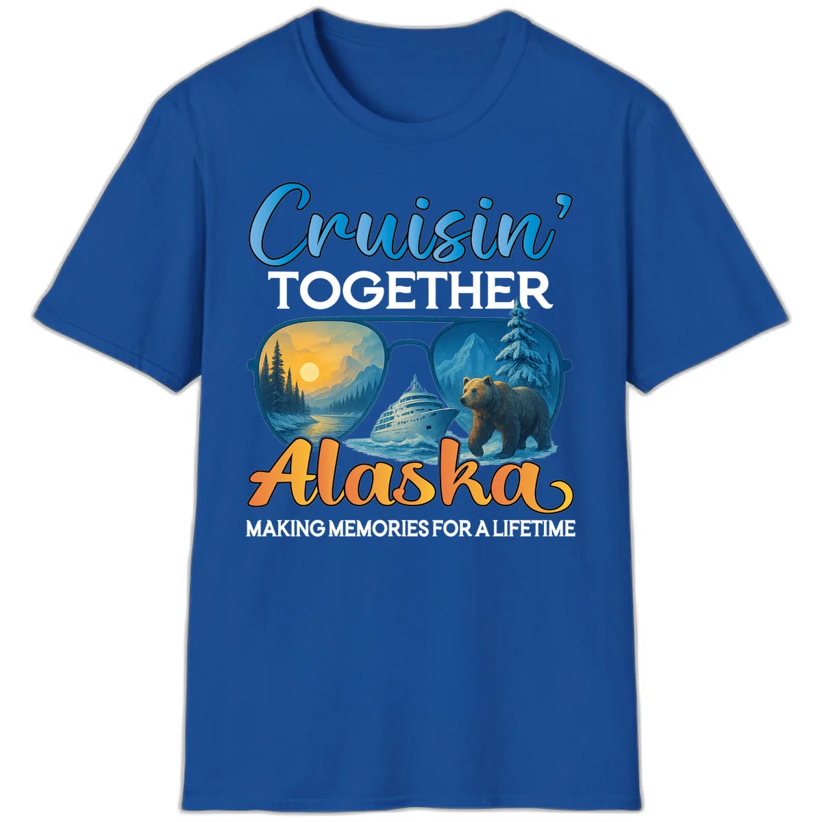 Cruisin' Together Alaska Sunglasses Bear T-Shirt in Royal