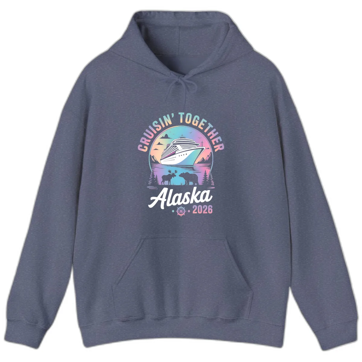 Cruisin' Together Alaska 2026 Cruise Hoodie in Heather Navy