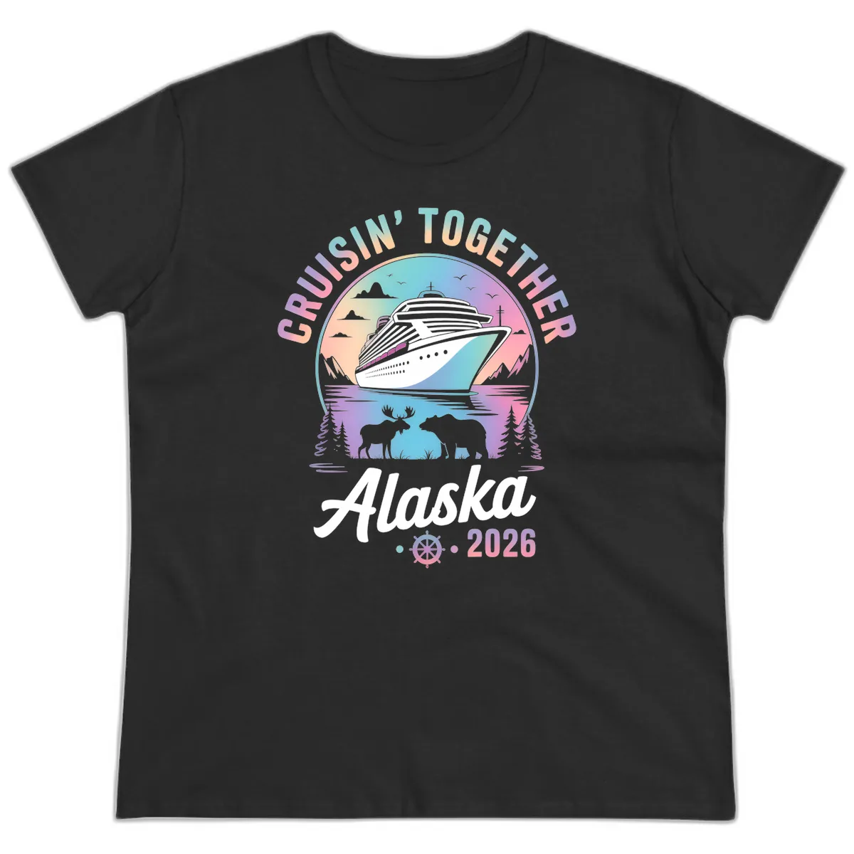 Cruisin' Together Alaska 2026 Cruise Ladies Tee in Black
