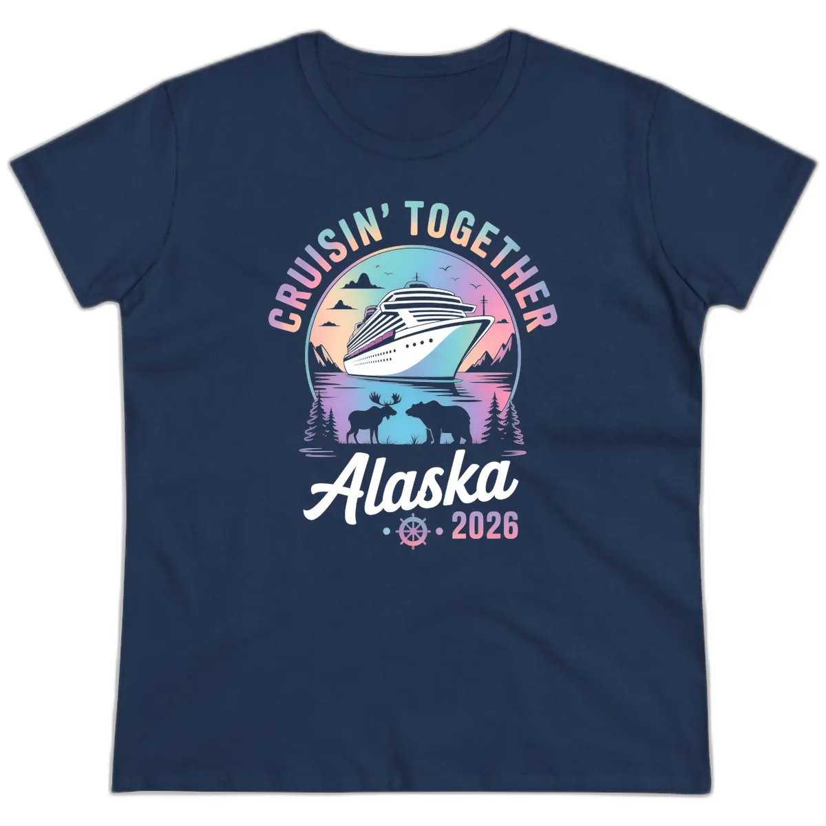 Cruisin' Together Alaska 2026 Cruise Ladies Tee in Navy