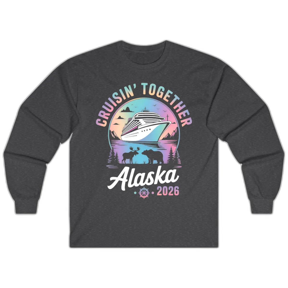 Cruisin' Together Alaska 2026 Cruise Long Sleeve in Dark Heather