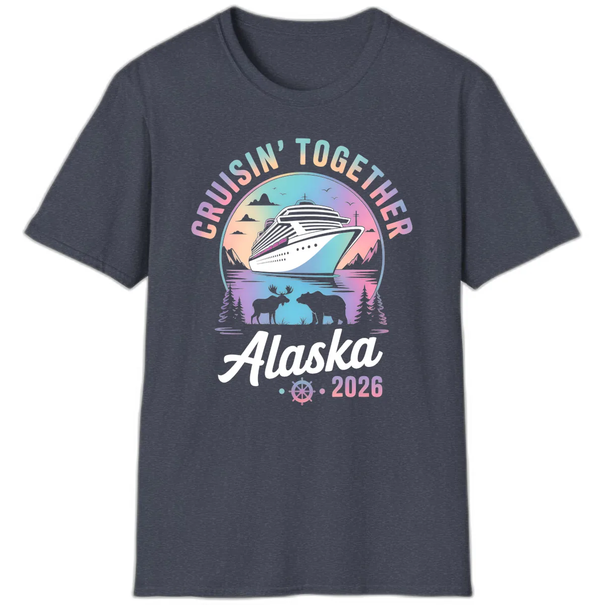 Cruisin' Together Alaska 2026 Cruise T-Shirt in Heather Navy