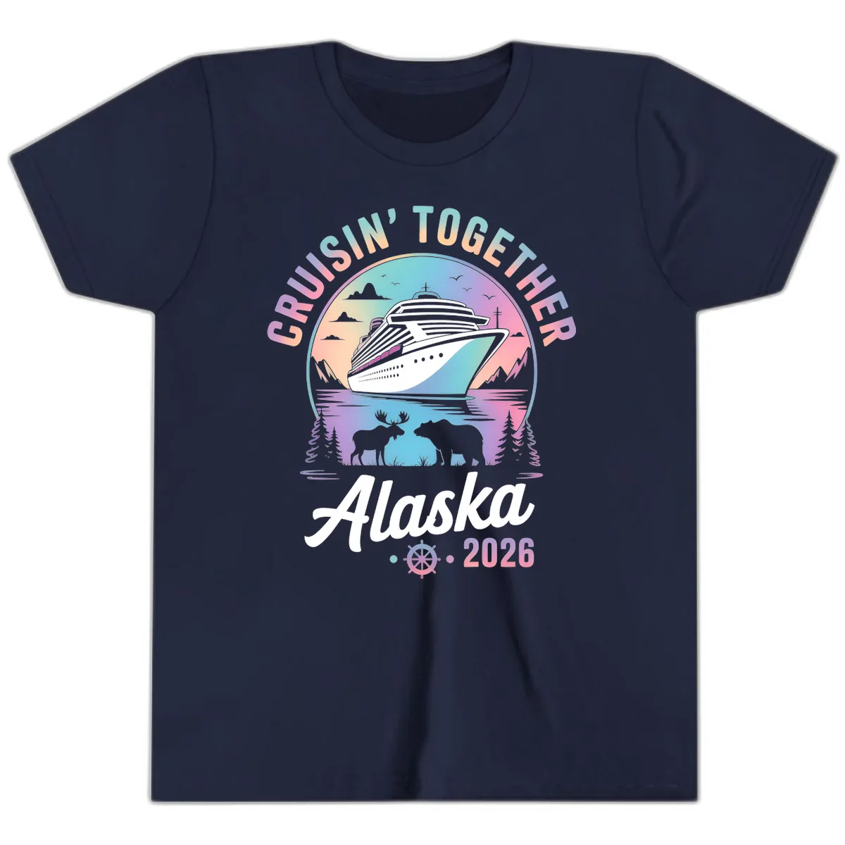 Cruisin' Together Alaska 2026 Cruise Youth T-Shirt in Navy