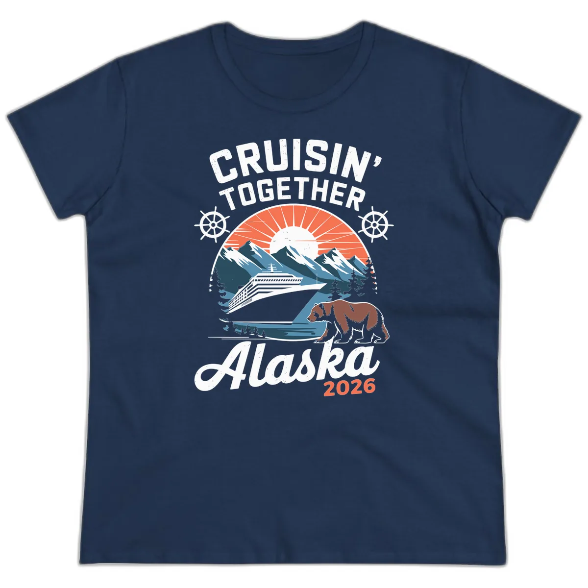 Cruisin' Together Alaska 2026 Scenic Cruise Ladies Tee in Navy