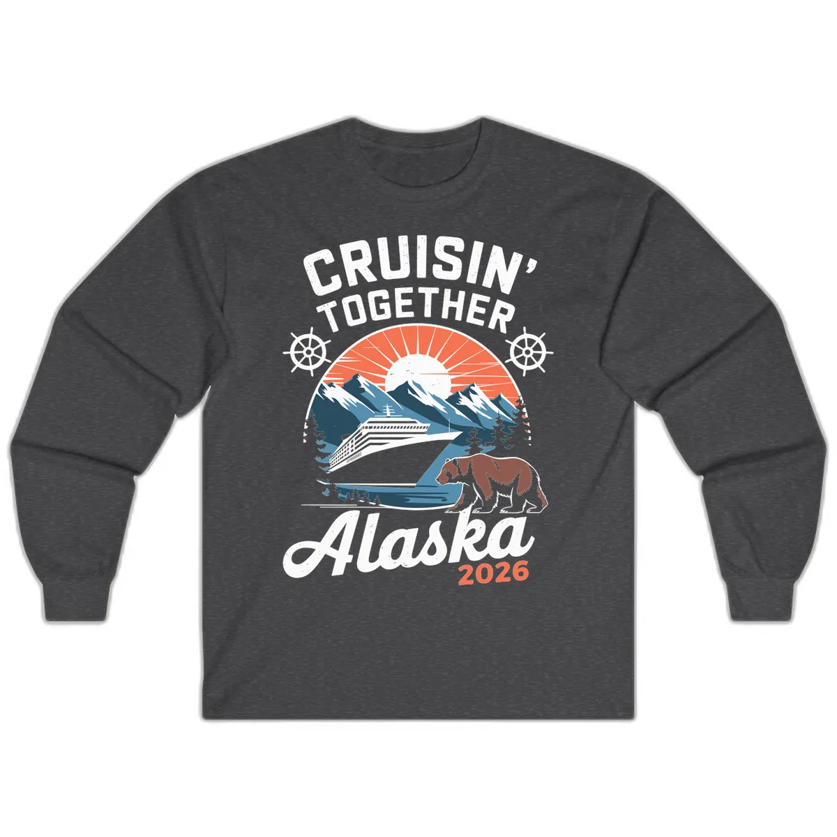 Cruisin' Together Alaska 2026 Scenic Cruise Long Sleeve in Dark Heather