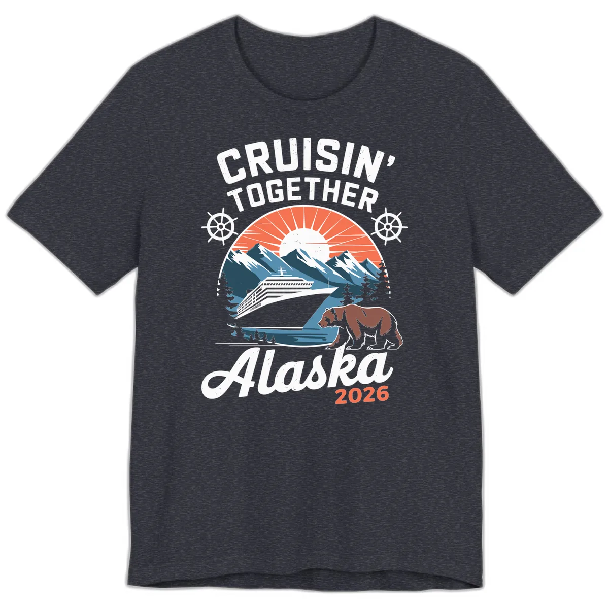 Cruisin' Together Alaska 2026 Scenic Cruise Premium T-Shirt in Heather Navy