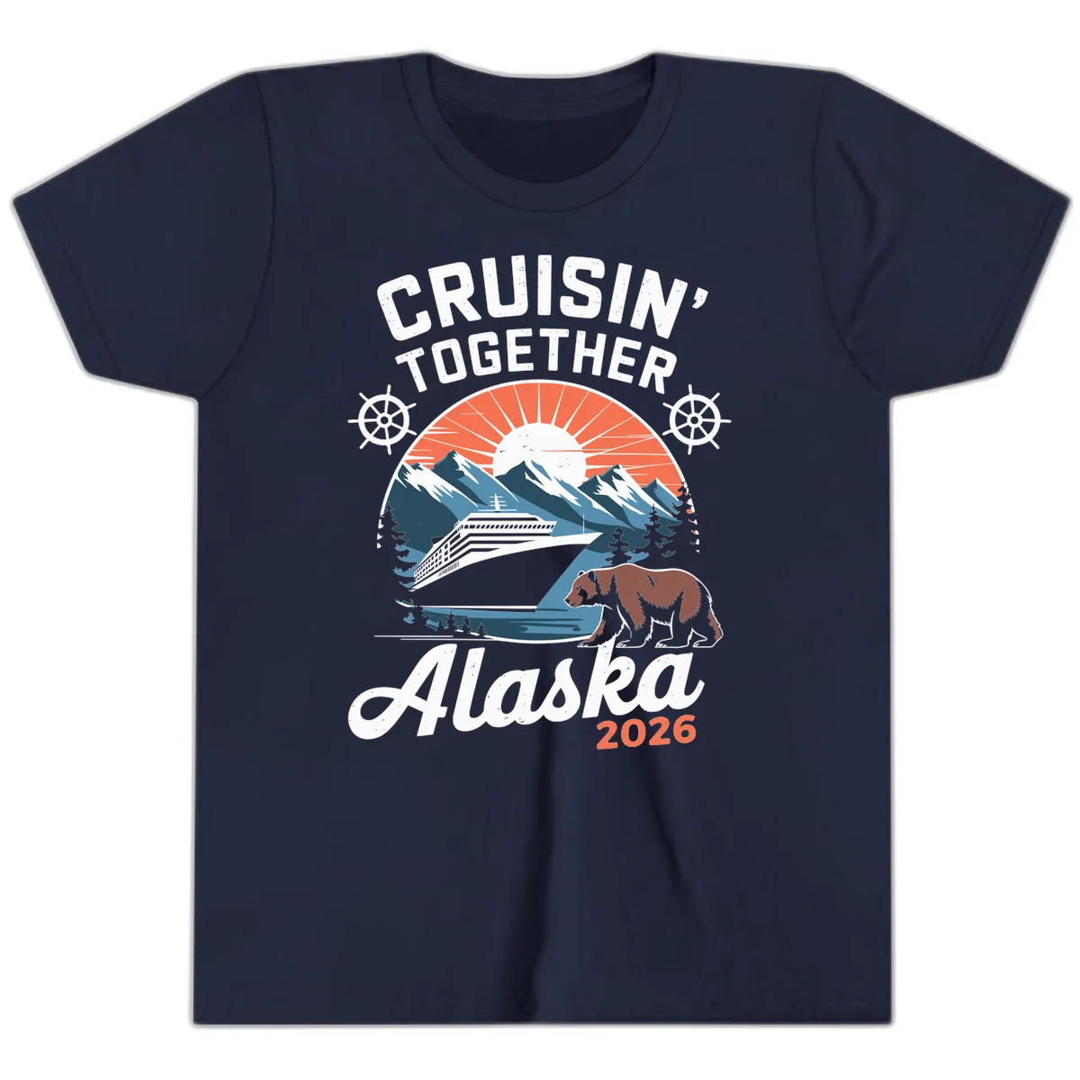 Cruisin' Together Alaska 2026 Scenic Cruise Youth T-Shirt in Navy