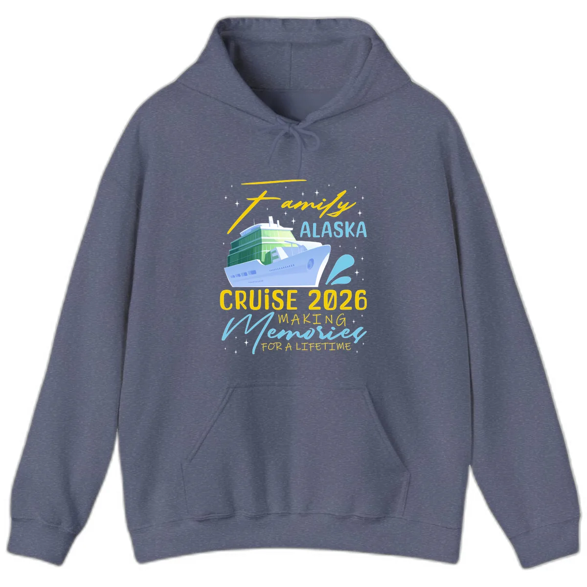 Family Alaska Cruise 2026 Memories Design Hoodie in Heather Navy