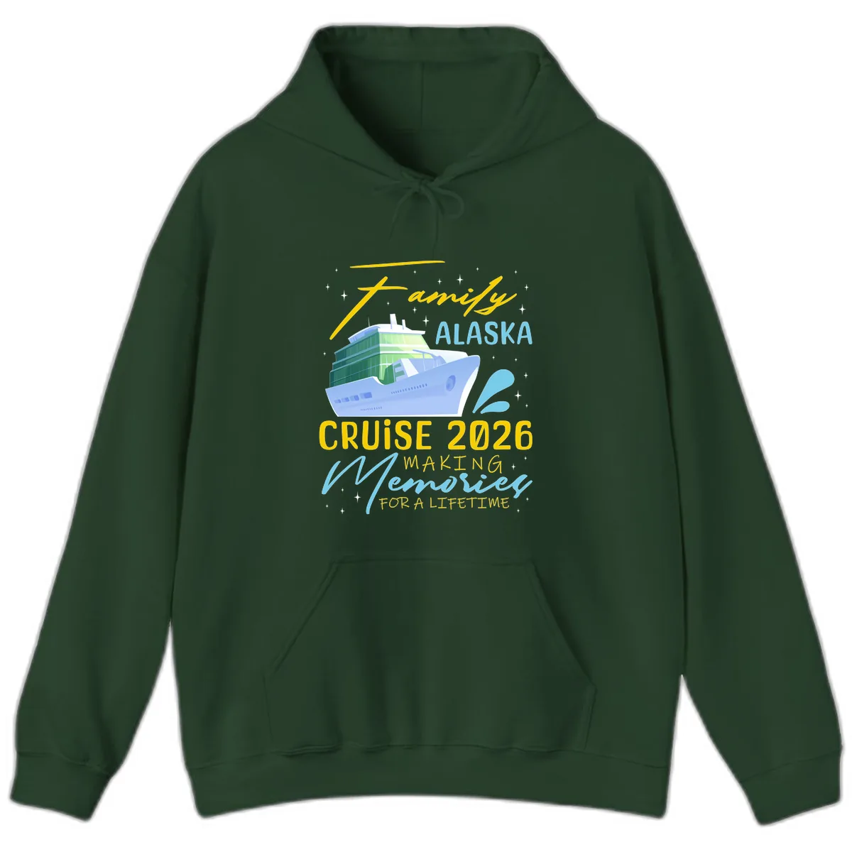 Family Alaska Cruise 2026 Memories Design Hoodie in Forest Green