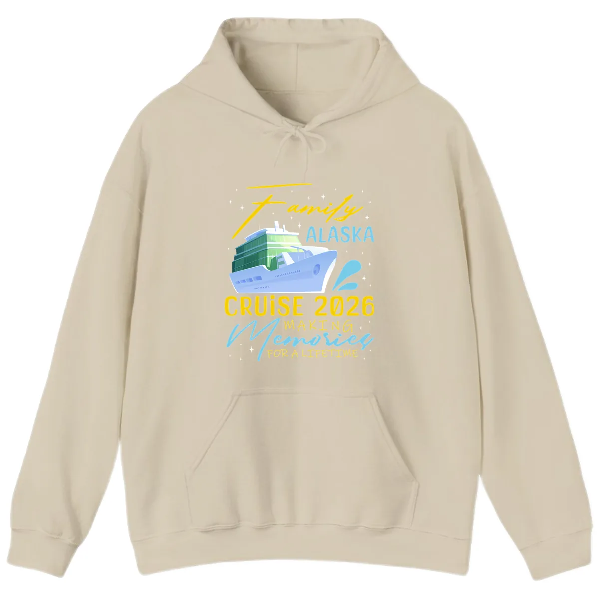 Family Alaska Cruise 2026 Memories Design Hoodie in Sand
