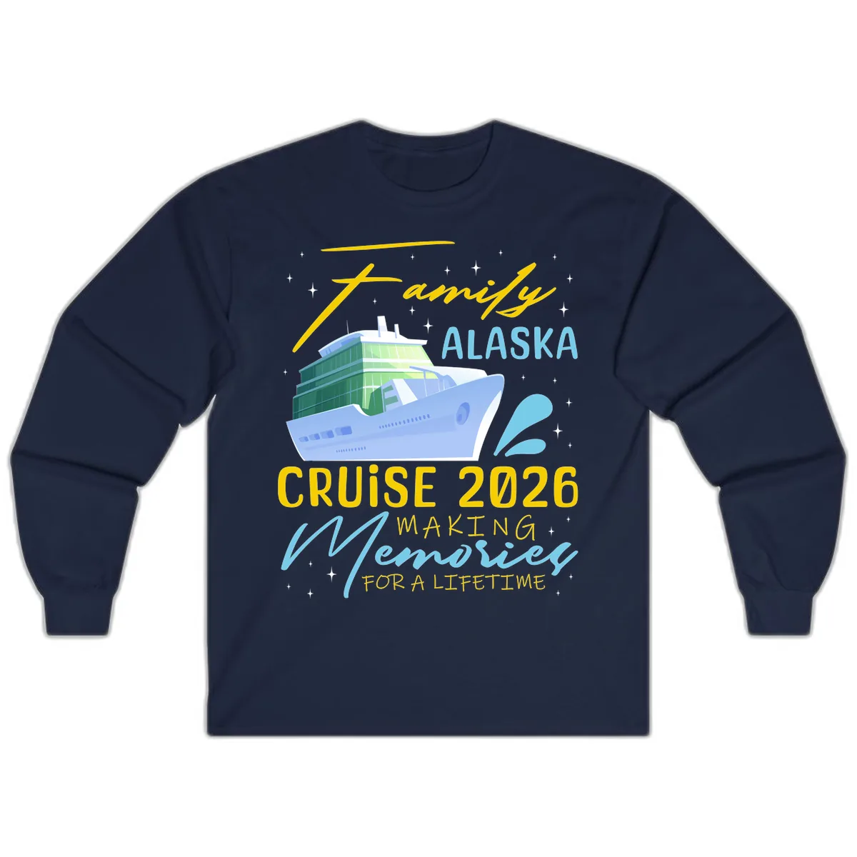 Family Alaska Cruise 2026 Memories Design Long Sleeve in Navy