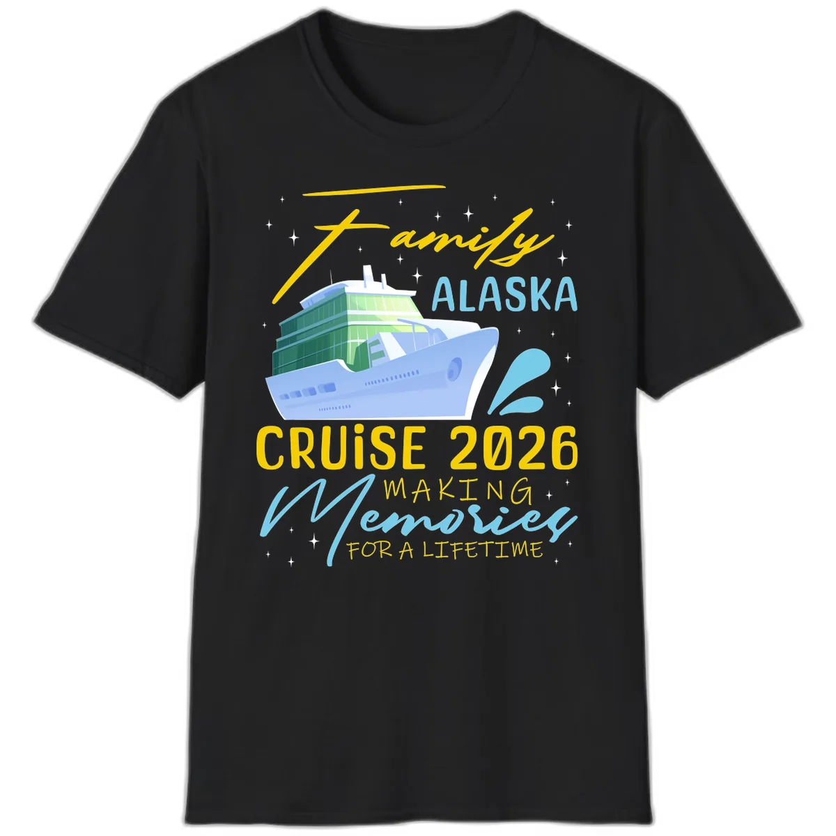 Family Alaska Cruise 2026 Memories Design T-Shirt in Black