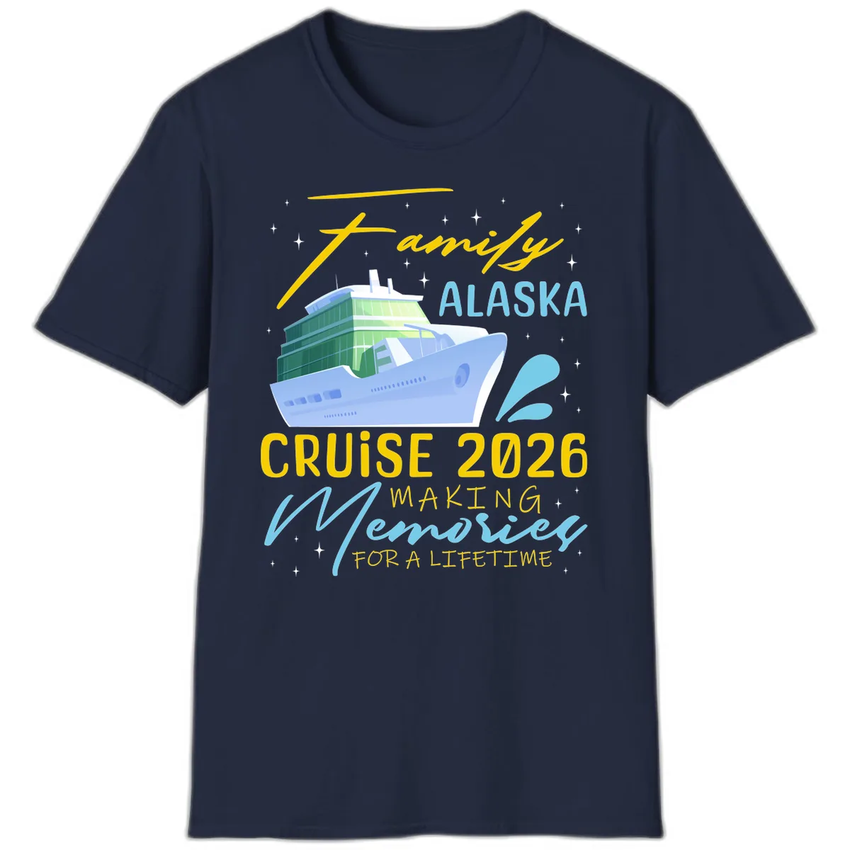 Family Alaska Cruise 2026 Memories Design T-Shirt in Navy