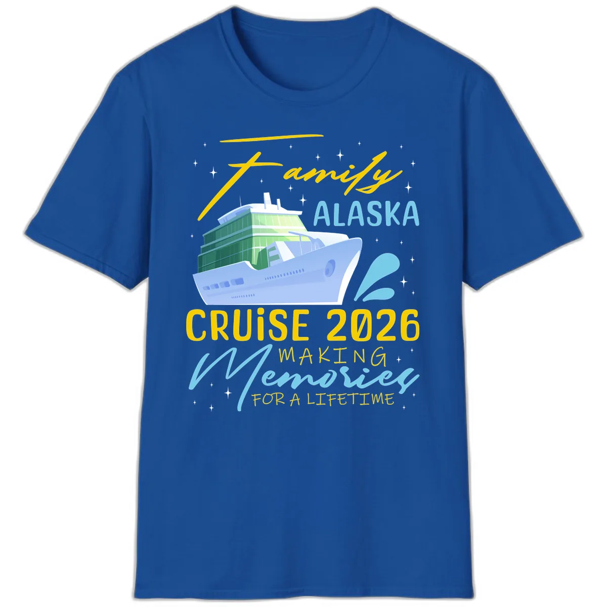 Family Alaska Cruise 2026 Memories Design T-Shirt in Royal