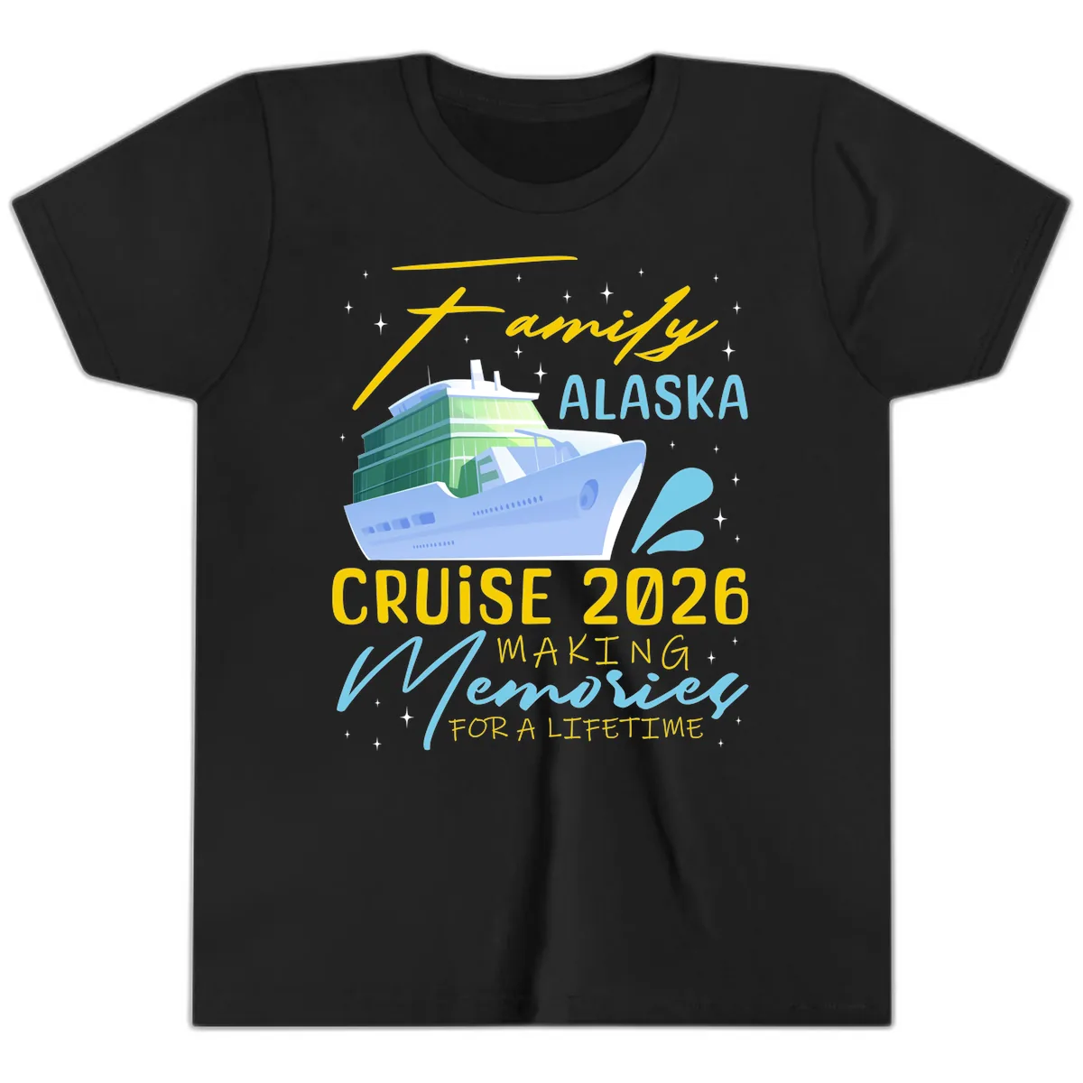 Family Alaska Cruise 2026 Memories Design Youth T-Shirt in Black
