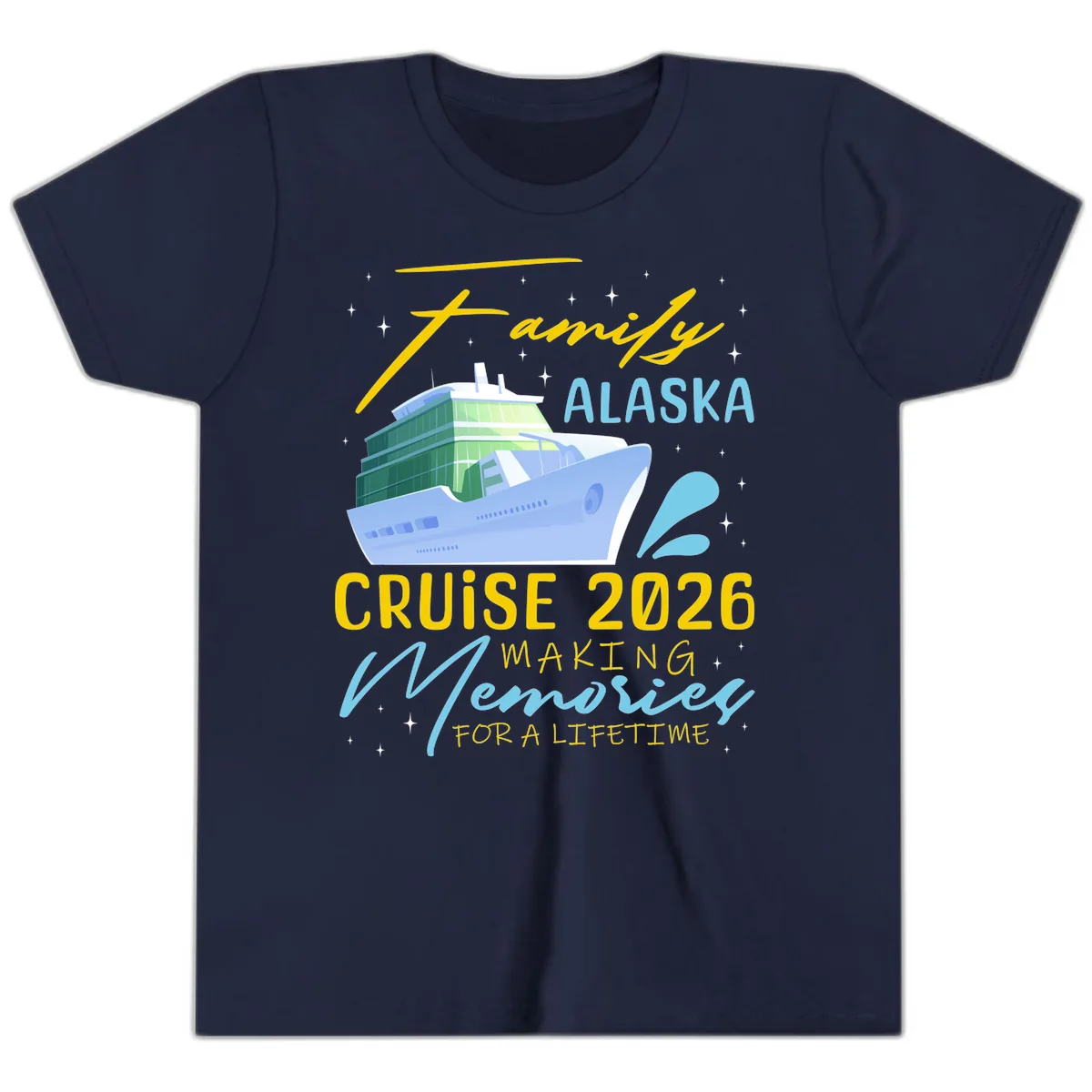 Family Alaska Cruise 2026 Memories Design Youth T-Shirt in Navy
