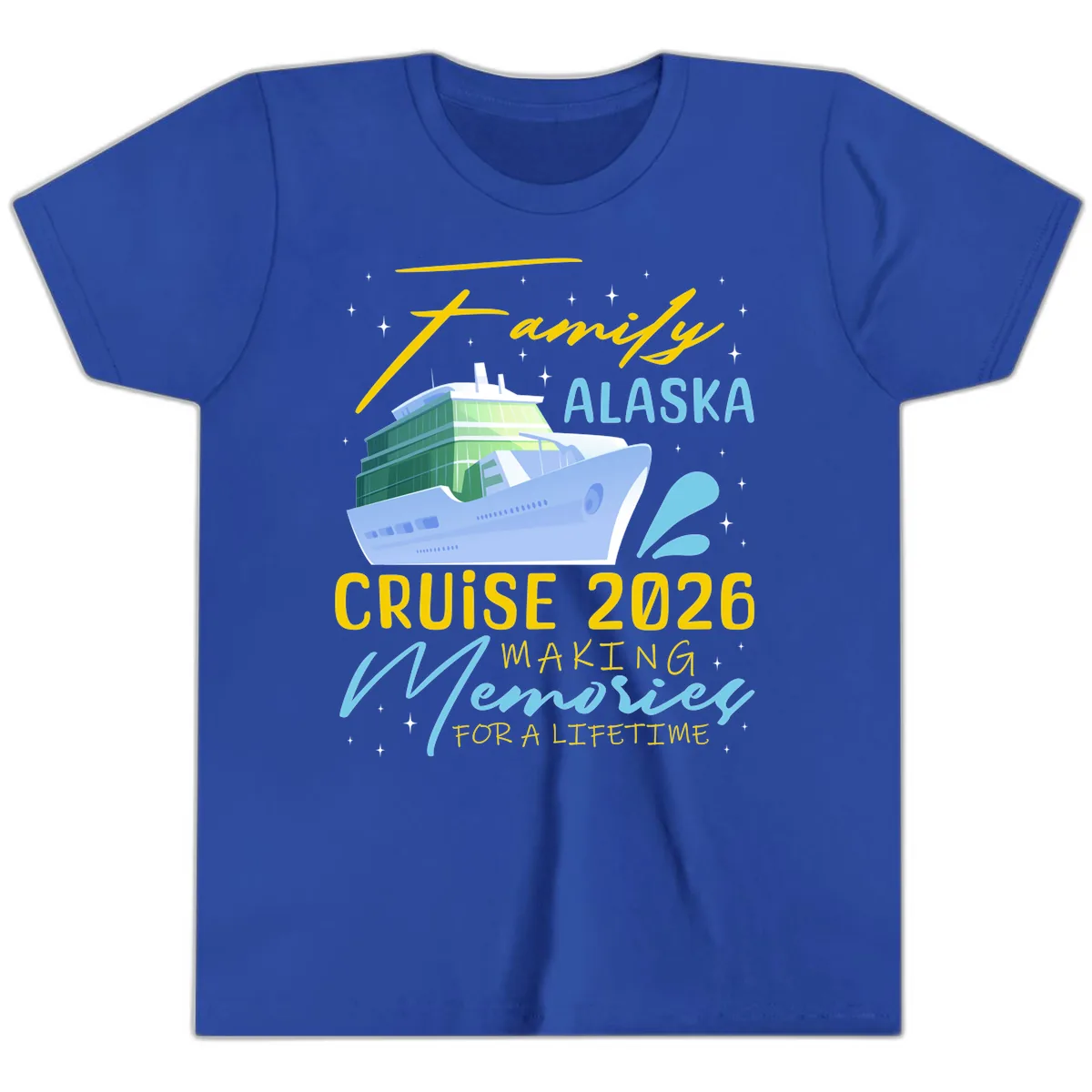 Family Alaska Cruise 2026 Memories Design Youth T-Shirt in True Royal