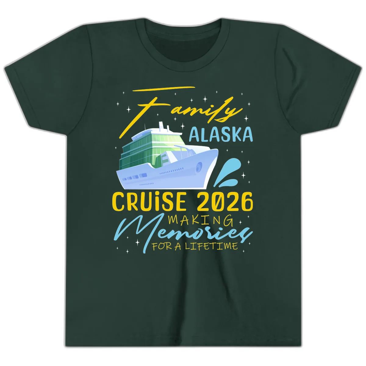 Family Alaska Cruise 2026 Memories Design Youth T-Shirt in Forest