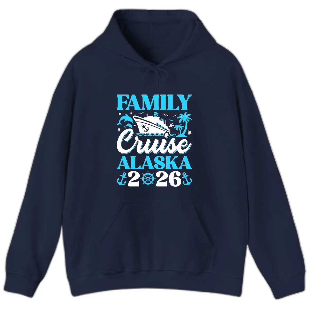 Family Cruise Alaska 2026 Design Hoodie in Navy