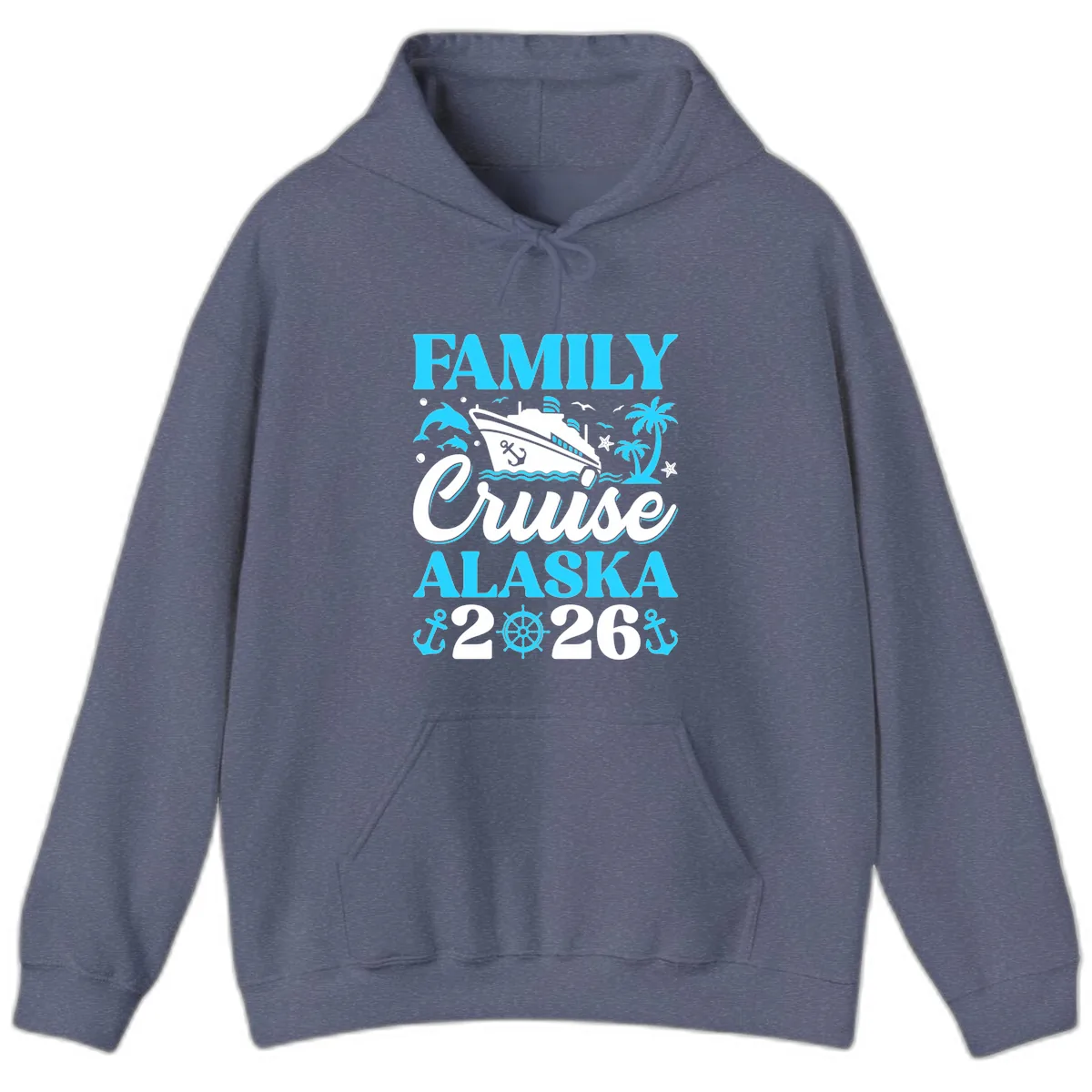 Family Cruise Alaska 2026 Design Hoodie in Heather Navy