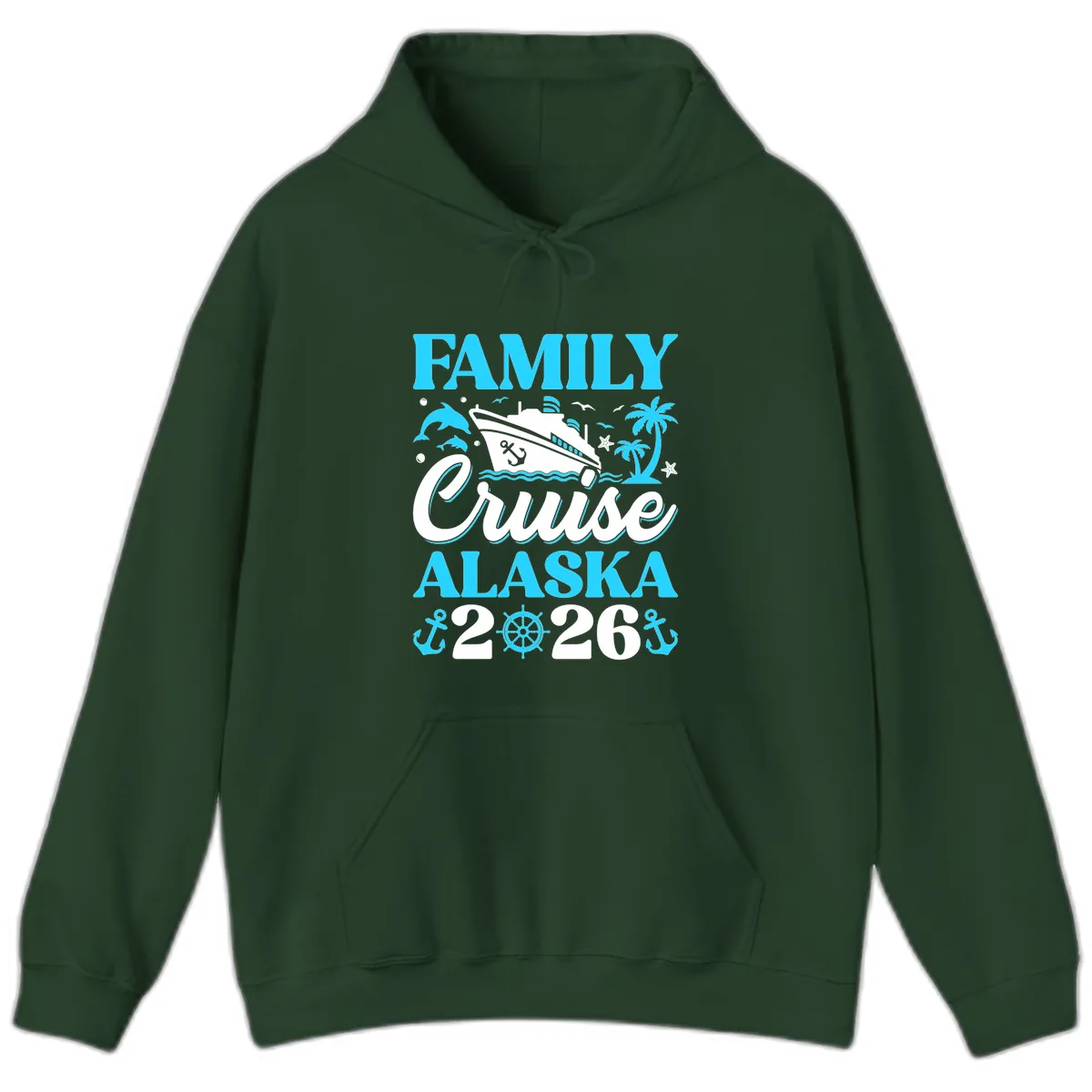 Family Cruise Alaska 2026 Design Hoodie in Forest Green