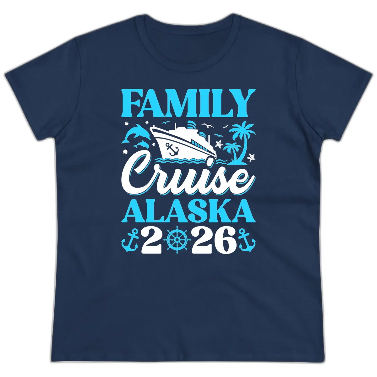 Family Cruise Alaska 2026 Design Ladies Tee in Navy