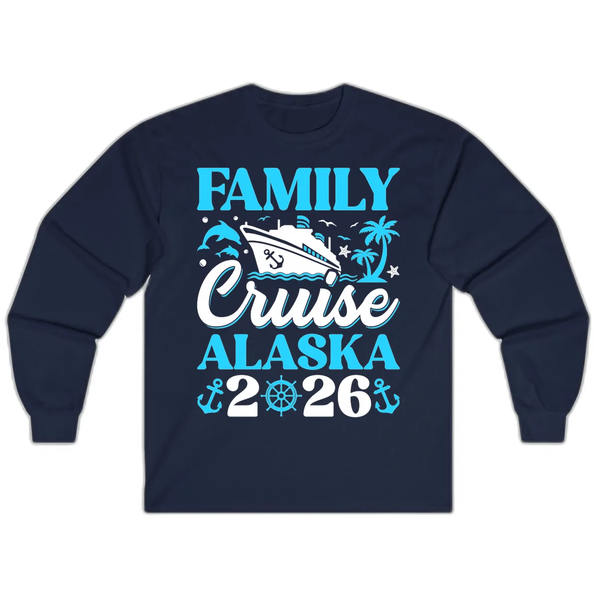 Family Cruise Alaska 2026 Design Long Sleeve in Navy