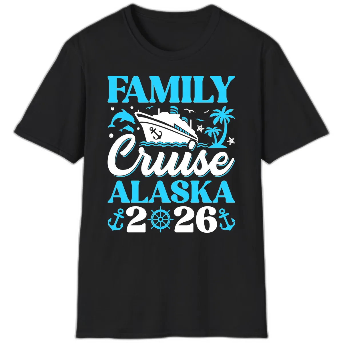 Family Cruise Alaska 2026 Design T-Shirt in Black